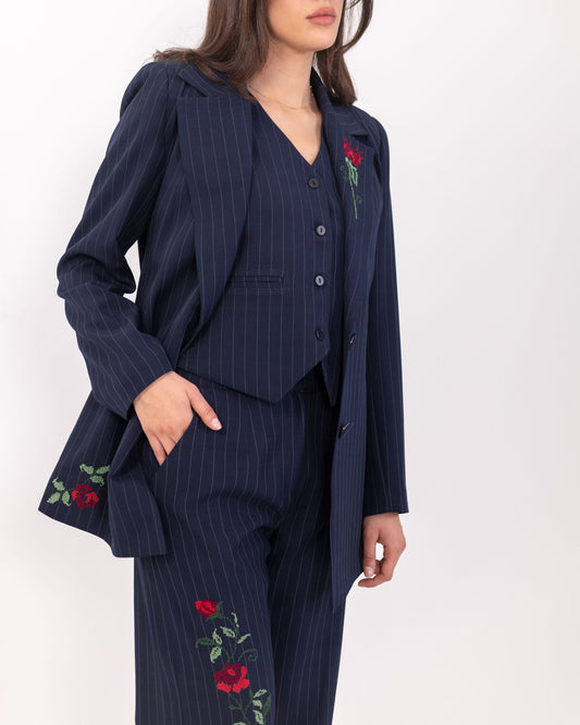 Navy Pinstripe Suit - Deerah