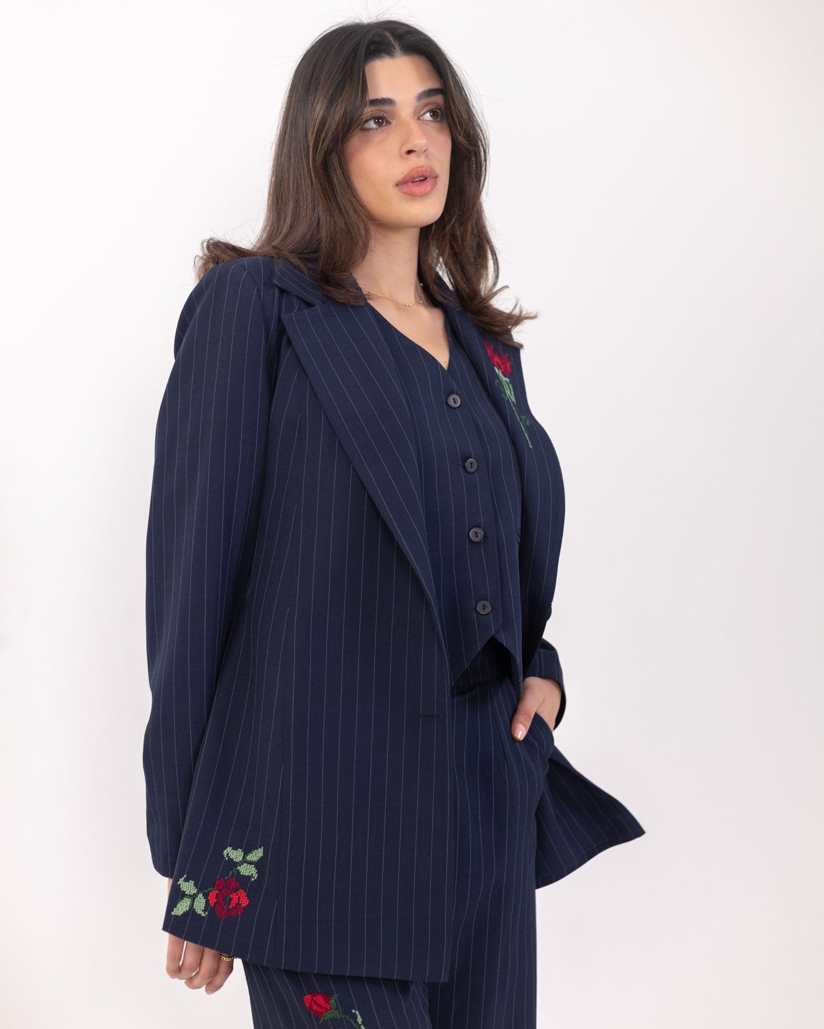 Navy Pinstripe Suit - Deerah