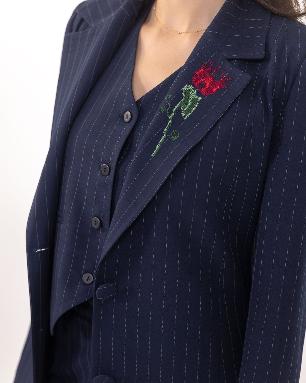 Navy Pinstripe Suit - Deerah