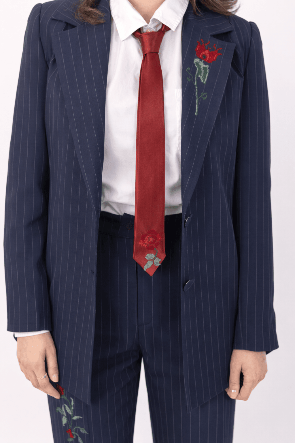 Navy Pinstripe Suit - Deerah