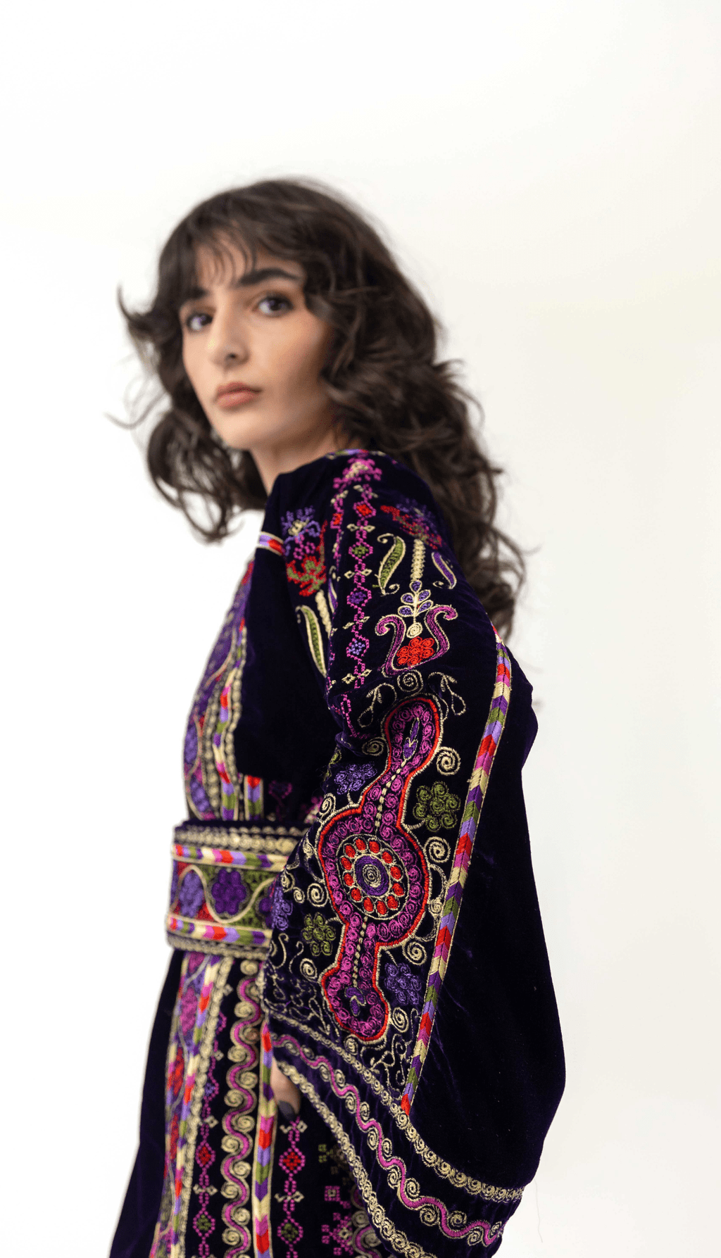 Navy Velvet Palestinian Malaka Thobe - Deerah
