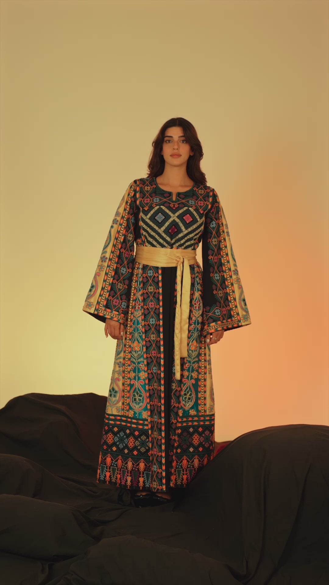 Navy and Gold Traditional Palestinian Thobe