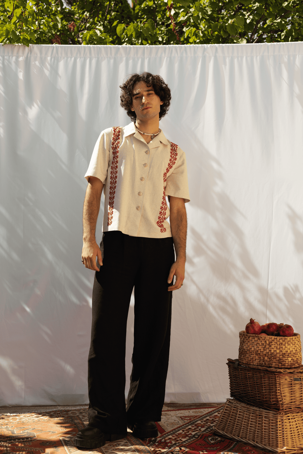The Basil Hand Embroidered Unisex Shirt - Deerah
