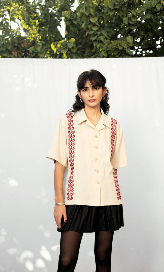 The Basil Hand Embroidered Unisex Shirt - Deerah