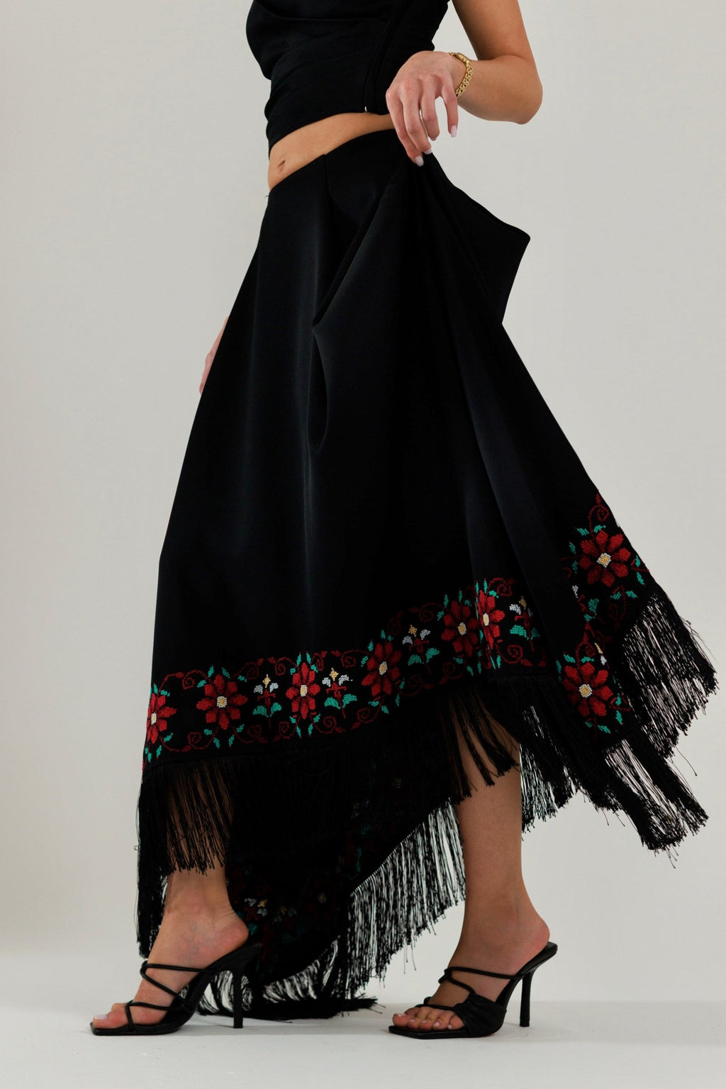The Hand Embroidered Fringe Skirt - Deerah