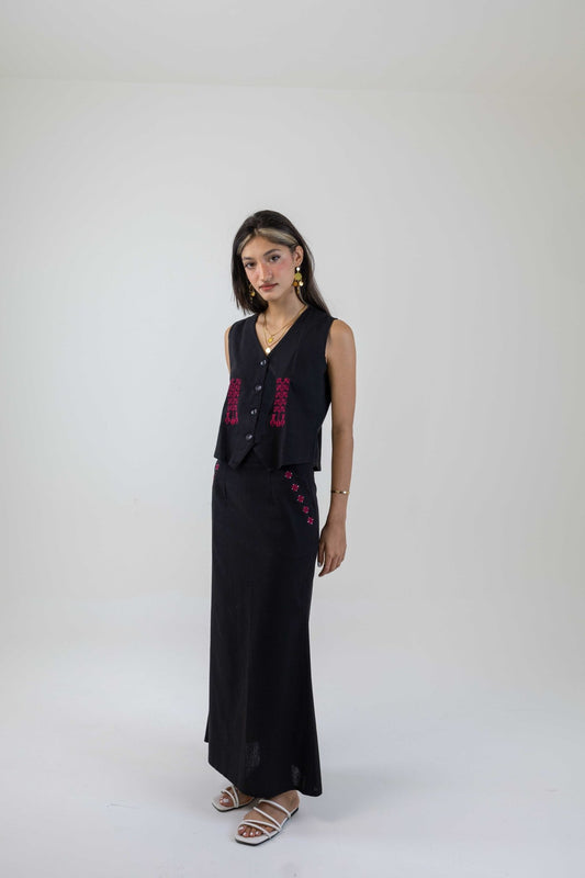 The Layal Hand Embroidered Maxi Skirt - Deerah