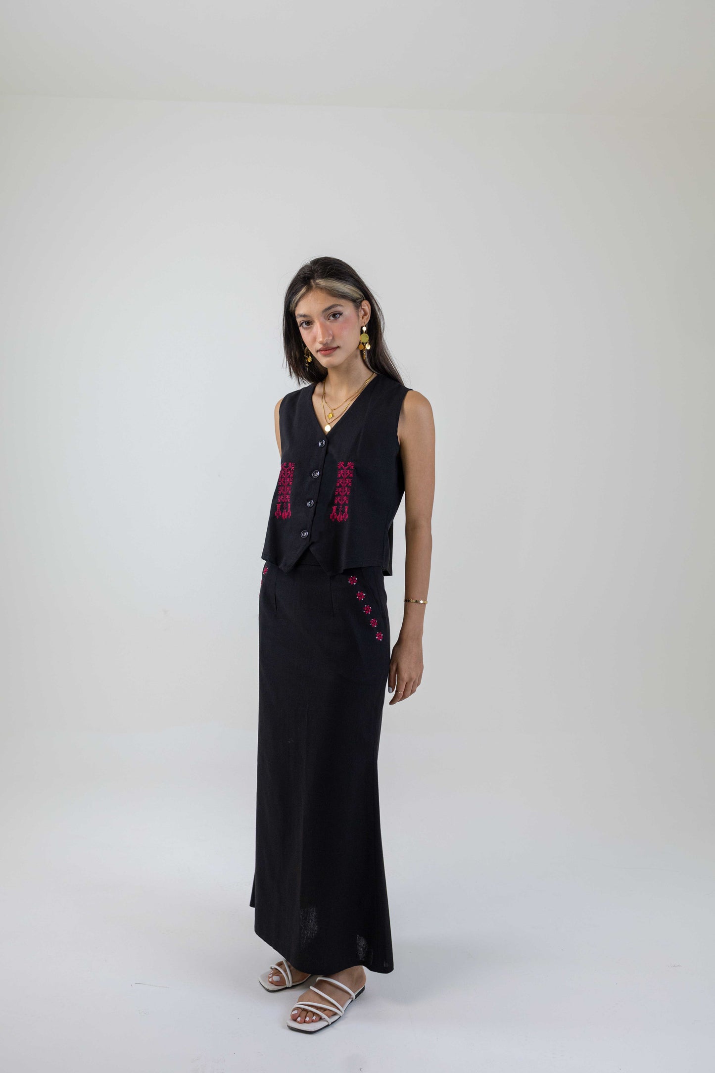 The Layal Hand Embroidered Maxi Skirt Deerah