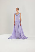 The Layan Hand-Embroidered Lavender Chiffon Dress - Deerah