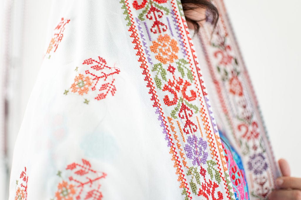 Traditional Embroidered Palestinian Shawl Head Dress Deerah