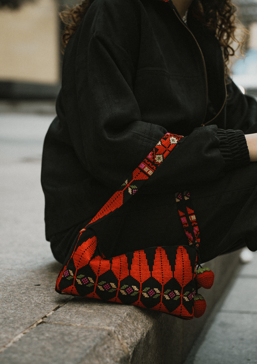 Tree of Life Embroidered Baguette Bag Deerah