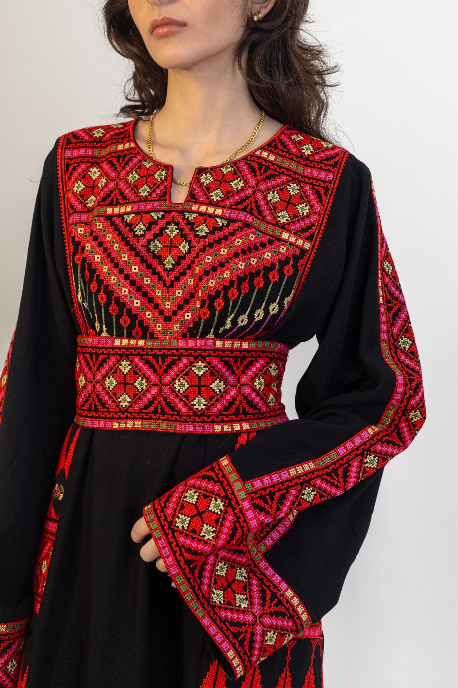 Tree of Life Embroidered Palestinian Thobe Dress Deerah