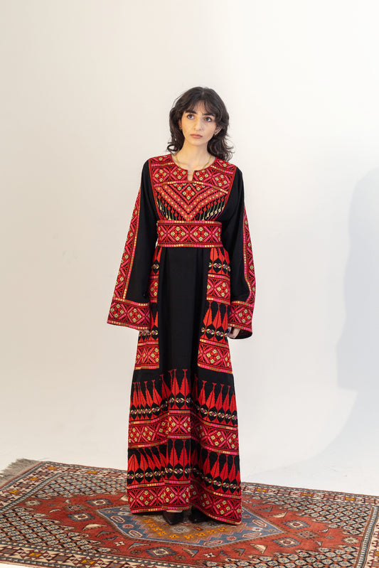 Tree of Life Embroidered Palestinian Thobe Dress Deerah