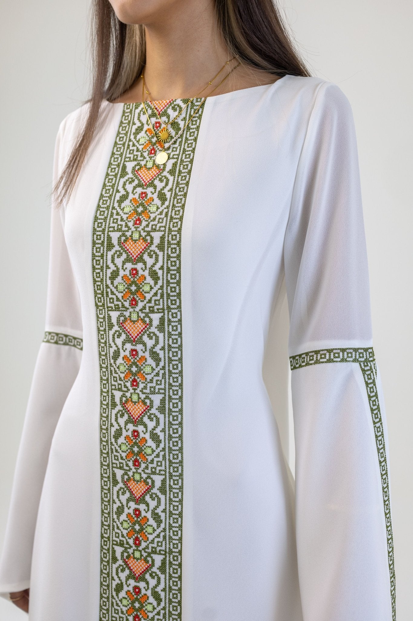 White Butterfly Dress in Green - Deerah