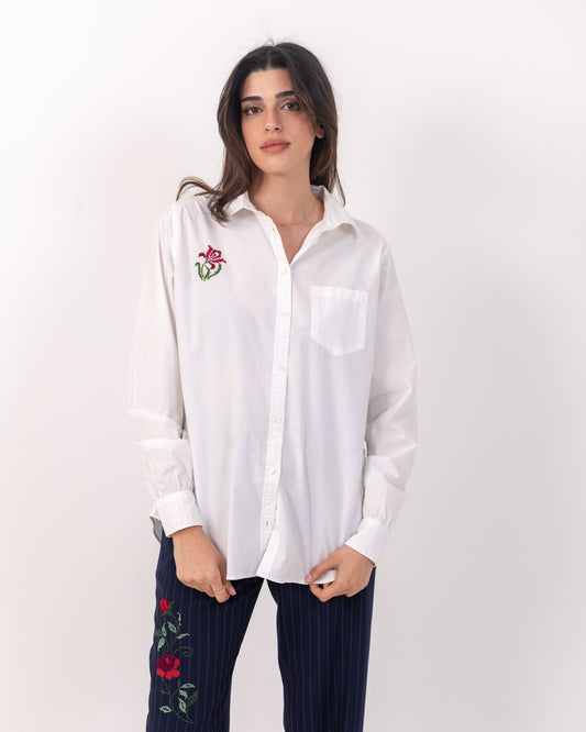 White Hand - Embroidered Button - up Shirt - Deerah
