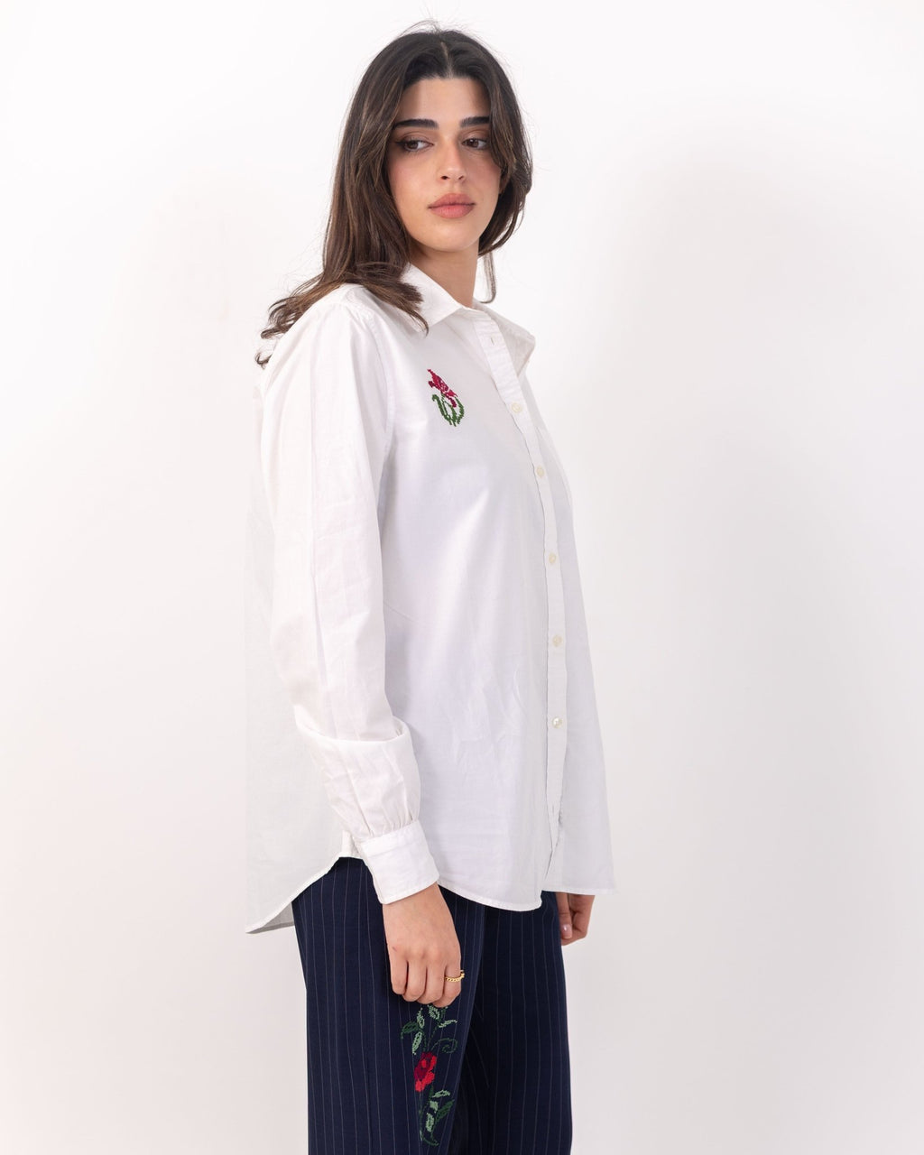 White Hand - Embroidered Button - up Shirt - Deerah
