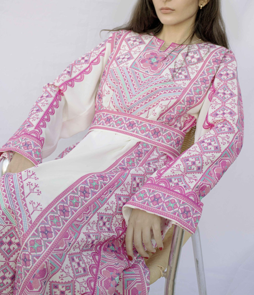 Zahra - Machine - embroidered Palestinian Thobe - Deerah