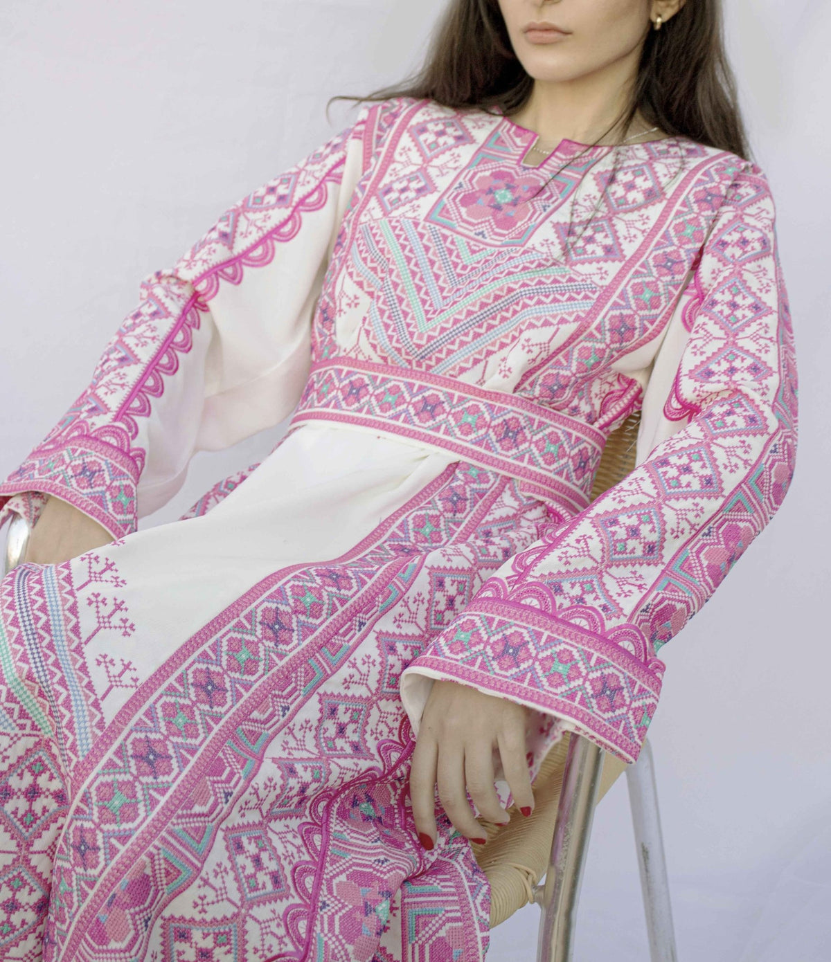 Zahra - Machine - embroidered Palestinian Thobe - Deerah
