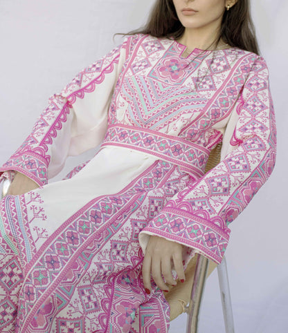 Zahra - Machine - embroidered Palestinian Thobe - Deerah