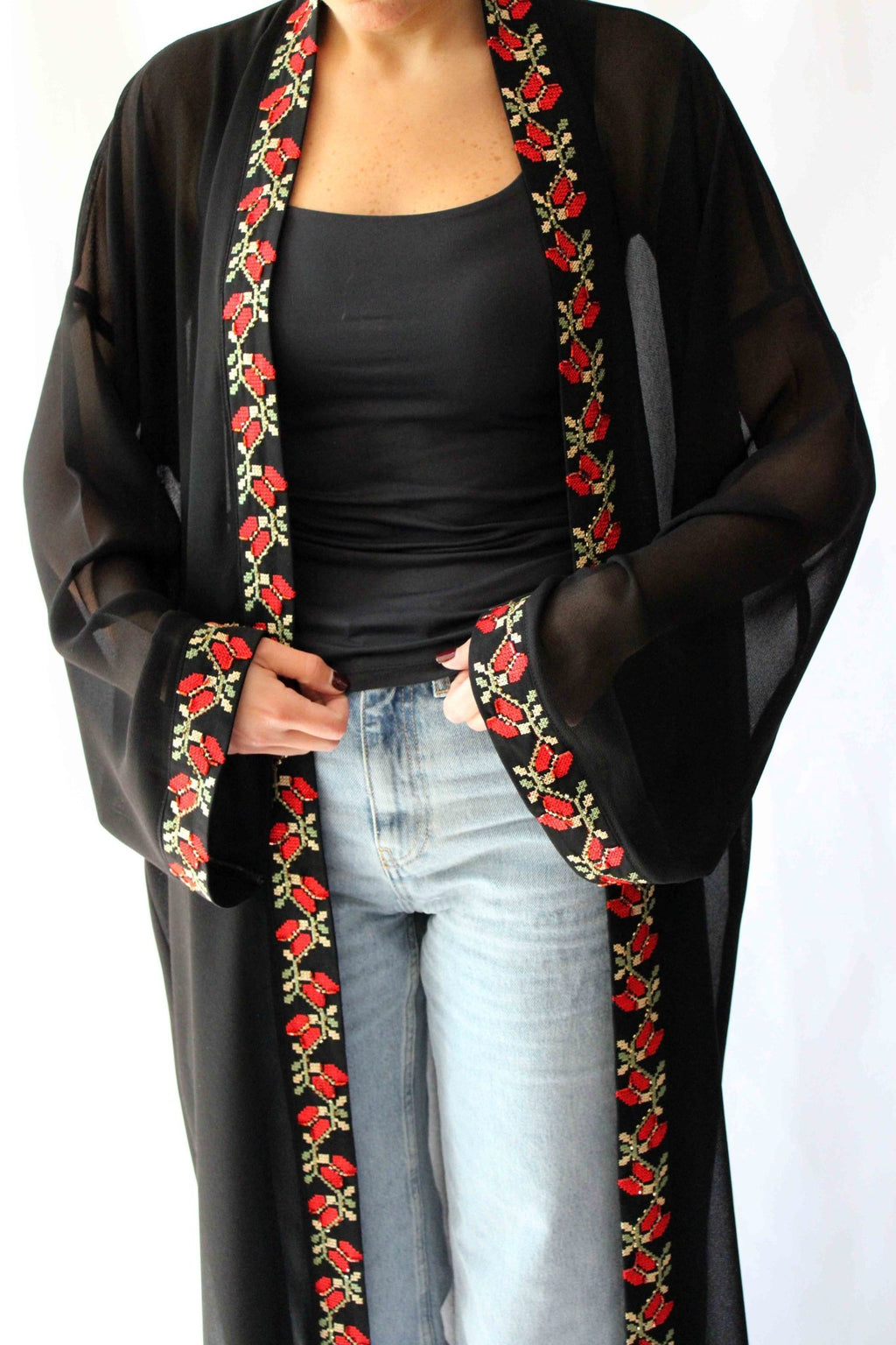 Zaytouna Hand - beaded Embroidered Abaya - Deerah