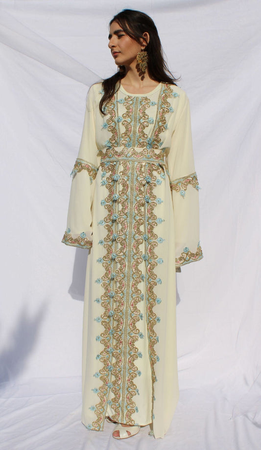 Azizah - Machine Embroidered Bridal Kaftan Deerah