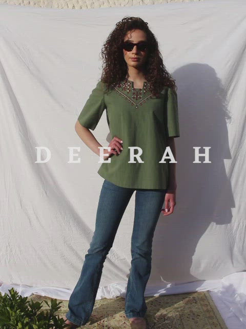 Fallahi Hand-Embroidered Linen Shirt