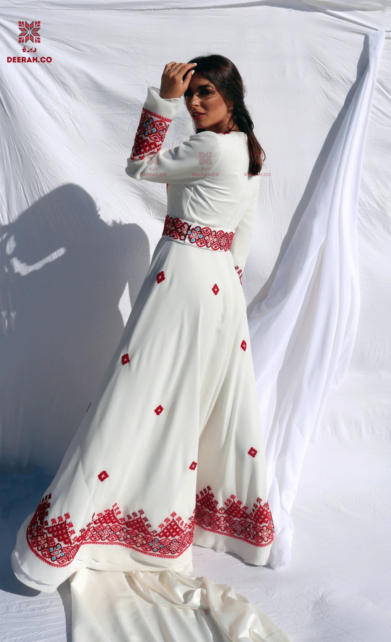 Abeer - Hand Embroidered Palestinian Wedding Dress - Deerah