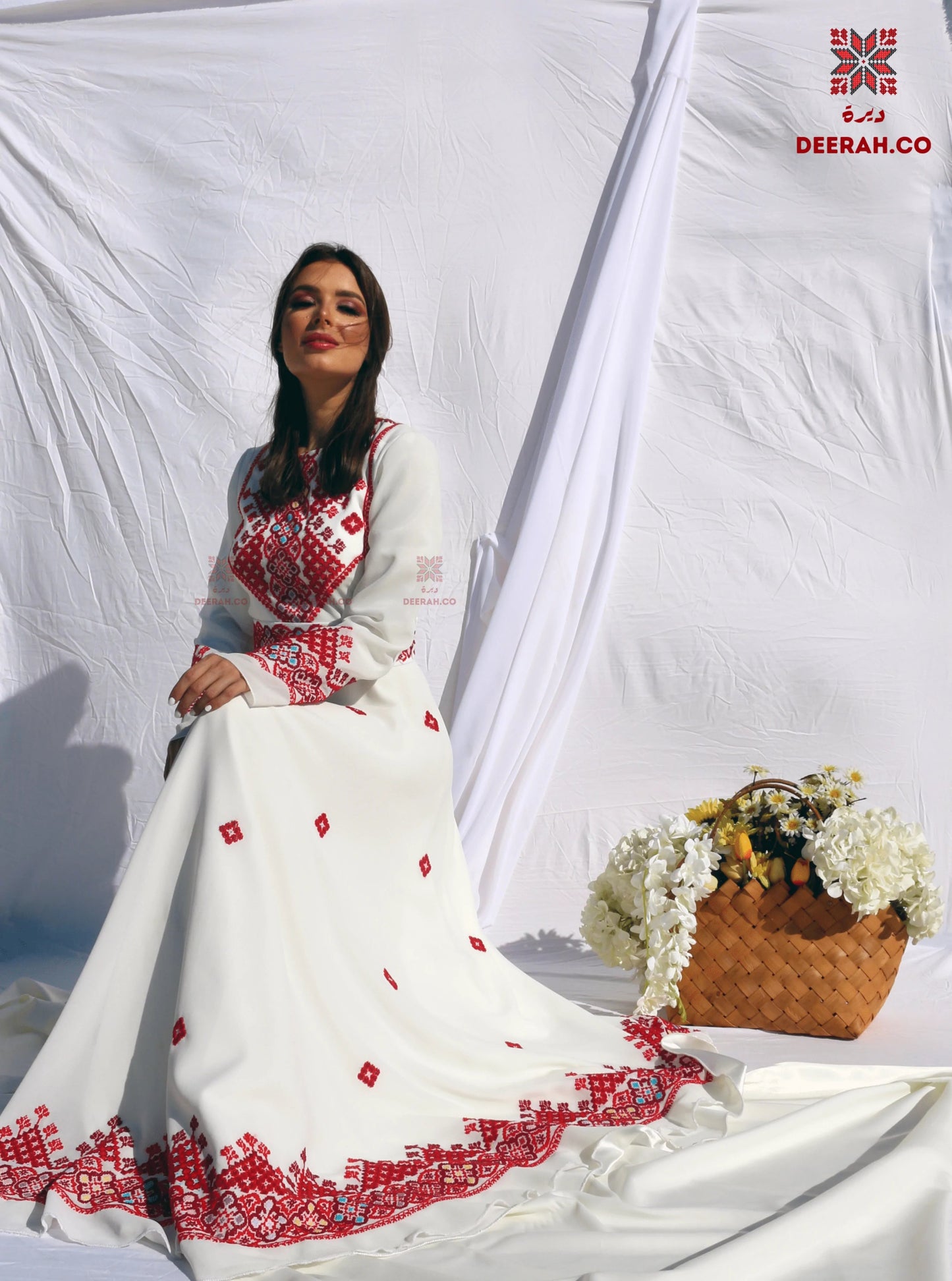 Abeer - Hand Embroidered Palestinian Wedding Dress - Deerah