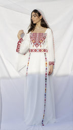 Afnan - Hand - Embroidered Bell Sleeve Palestinian Bridal Dress - Deerah