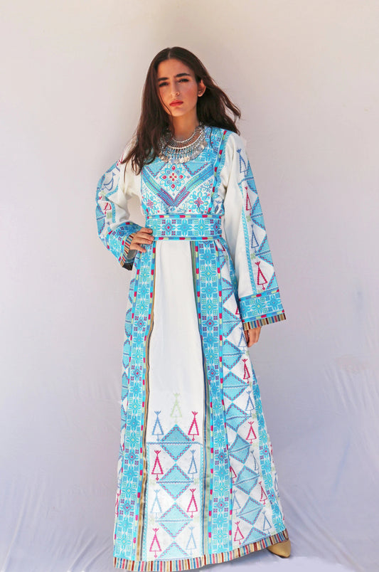 Baby Blue Ramallah Traditional Thobe Dress - Deerah