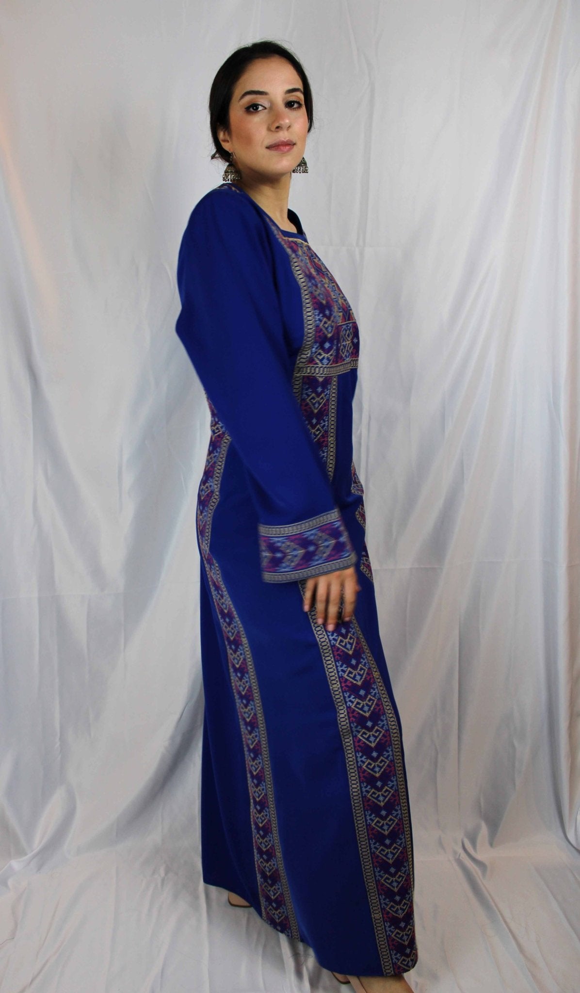 Blue Traditional Palestinian Thobe Dress - Deerah