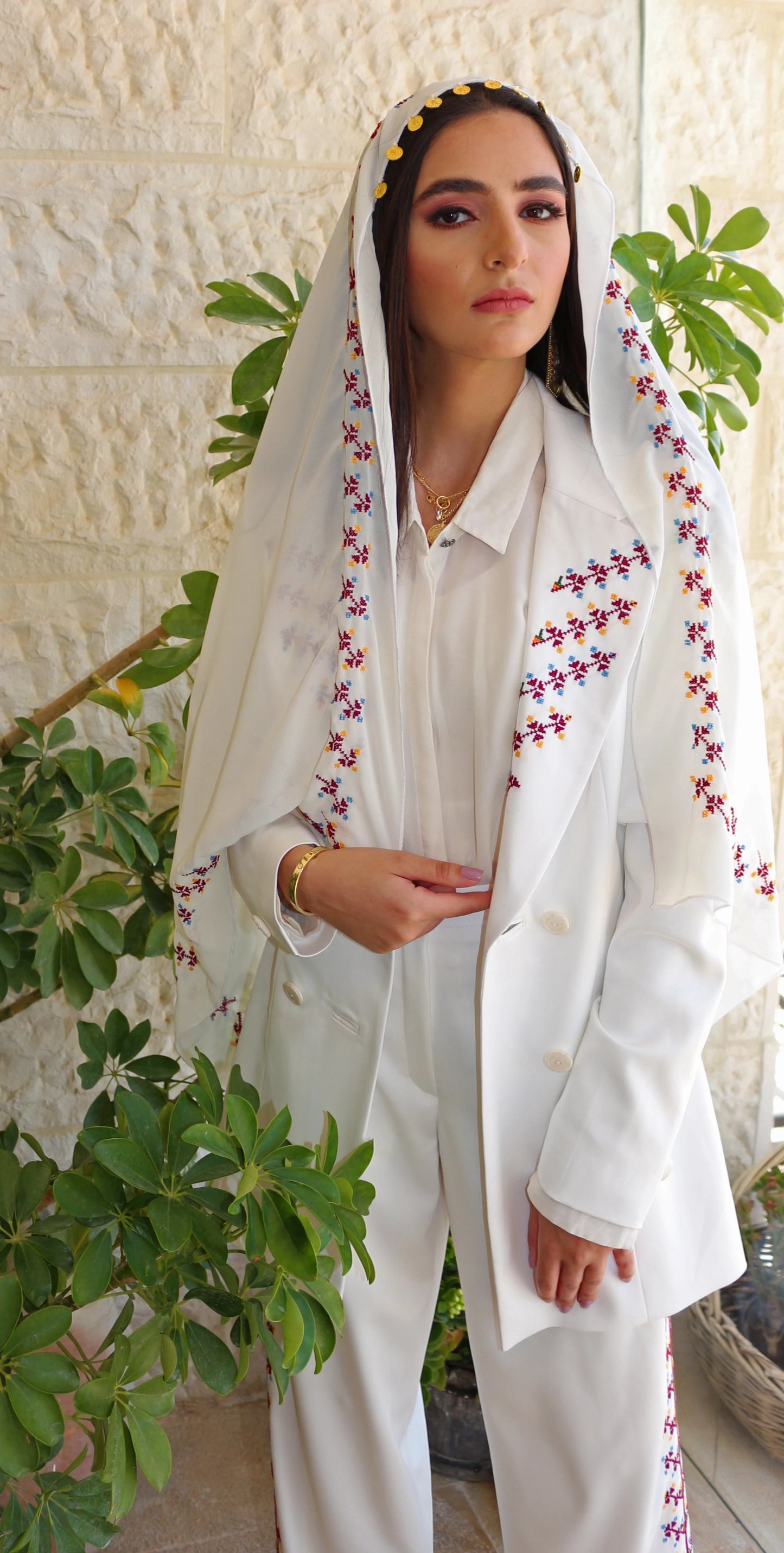 Colorful Hand-Embroidered Wedding Shawl Deerah