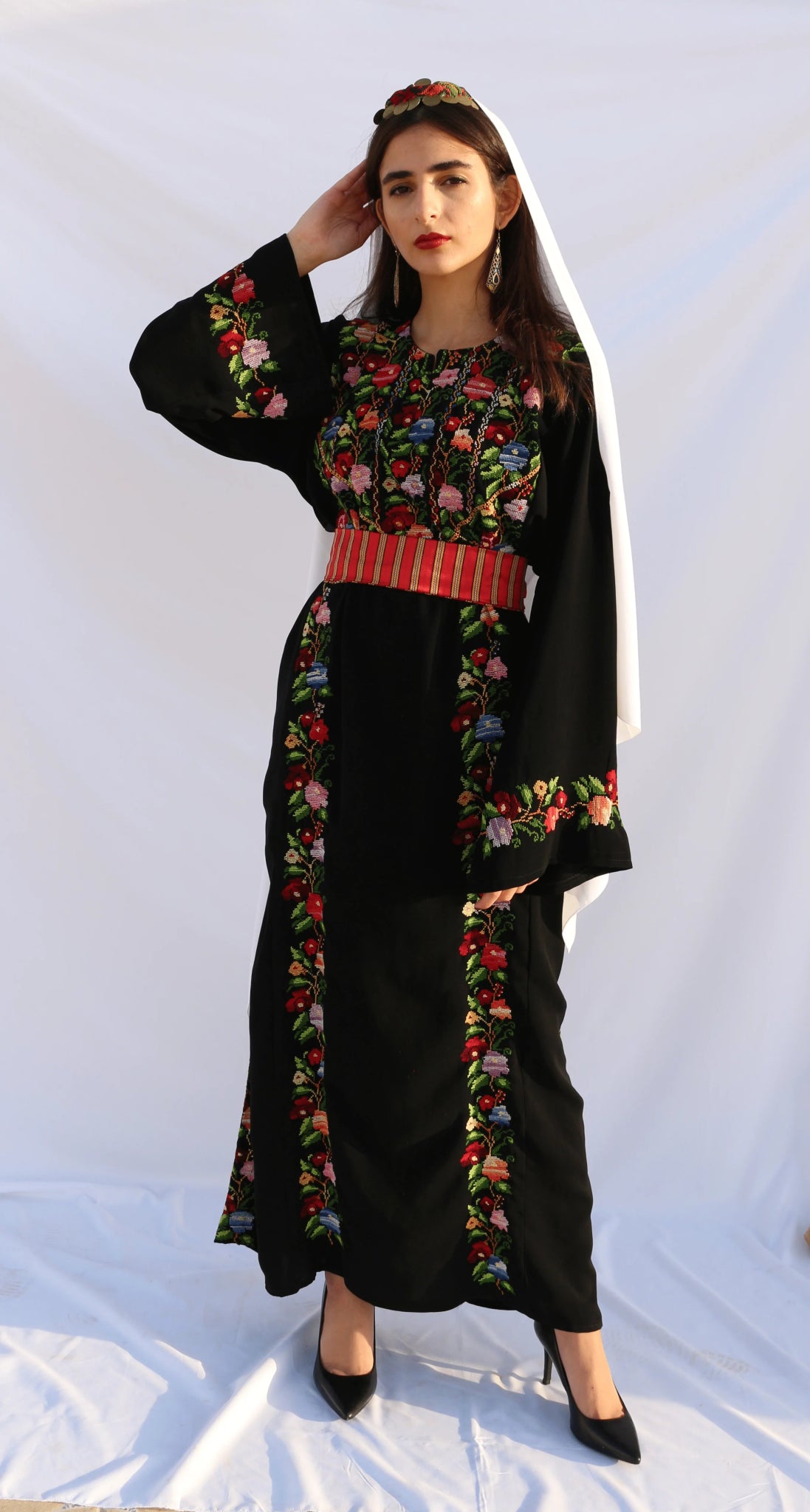 Dina - Hand embroidered Palestinian Dress Thobe - Deerah