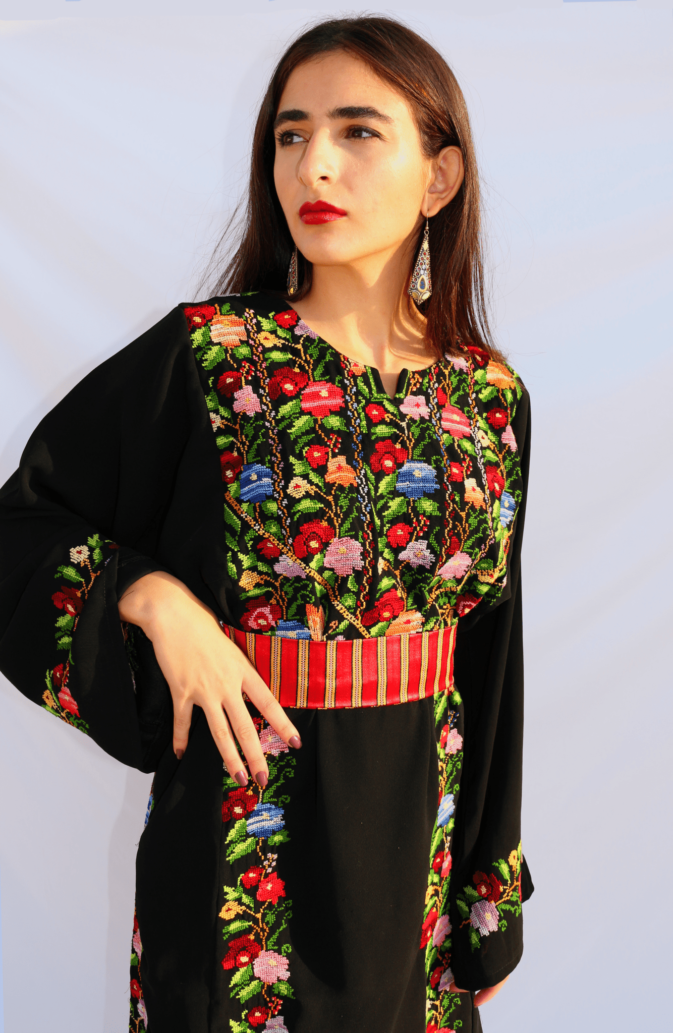 Dina - Hand embroidered Palestinian Dress Thobe - Deerah