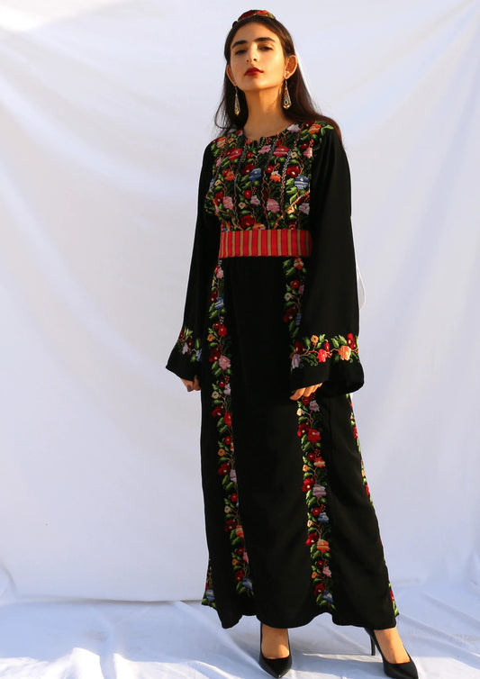 Dina - Hand embroidered Palestinian Dress Thobe - Deerah