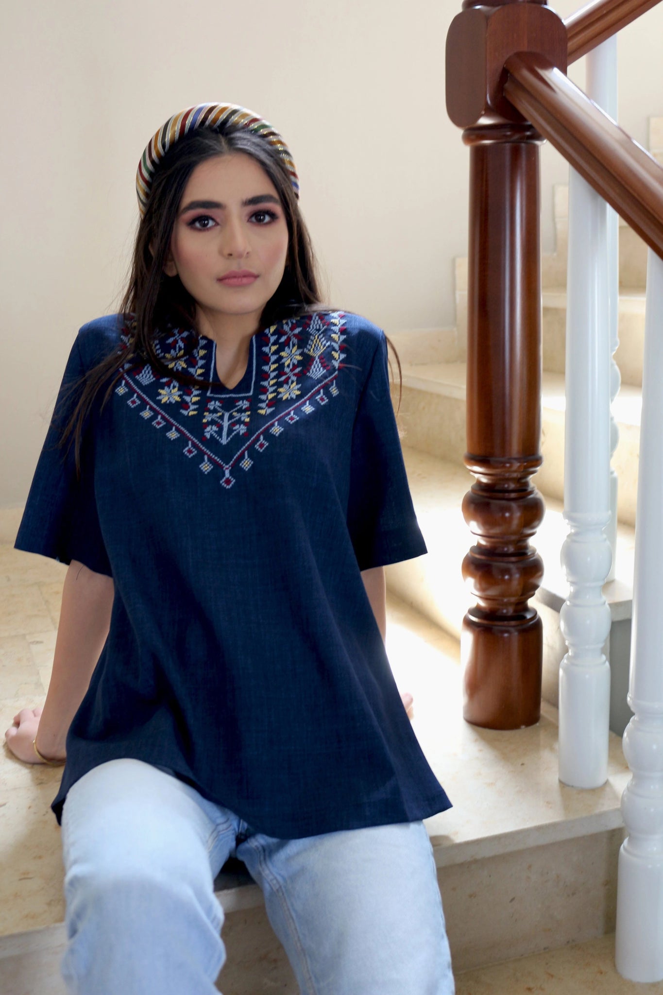 Fallahi Hand - Embroidered Linen Shirt - Deerah