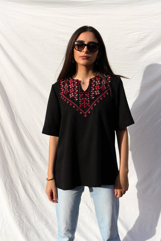 Fallahi Hand - Embroidered Linen Shirt - Deerah