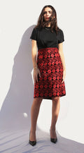 Floral Embroidered Pencil Skirt - Deerah
