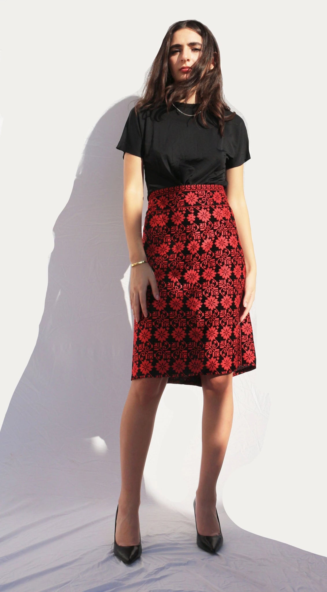 Floral Embroidered Pencil Skirt - Deerah