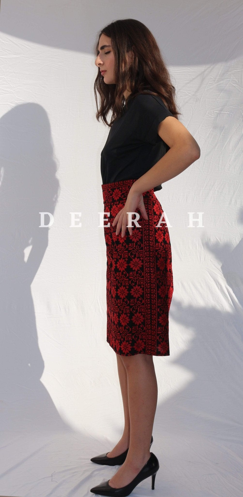 Floral Embroidered Pencil Skirt - Deerah