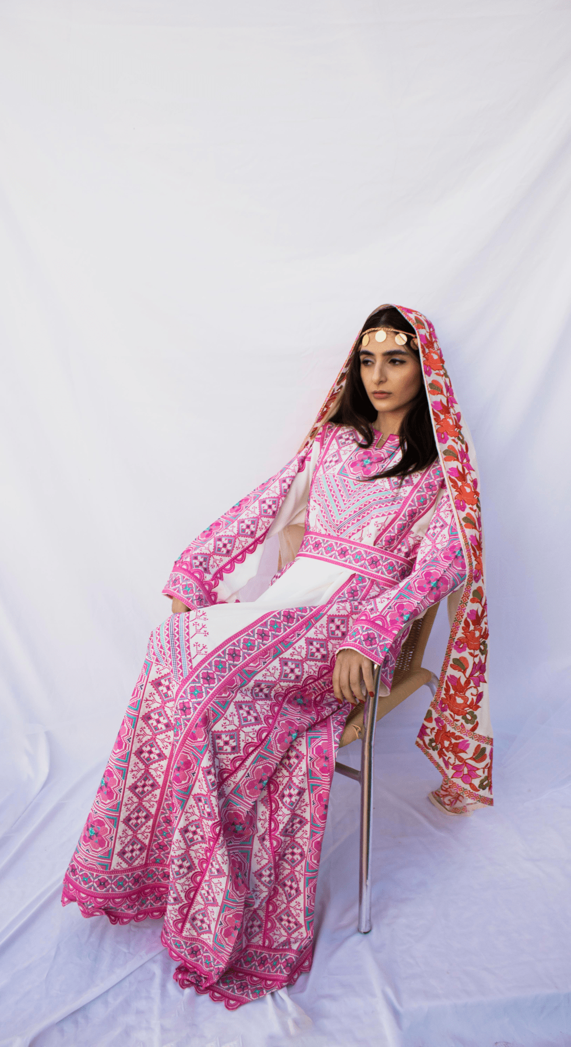 Floral Machine Embroidered Shawl - Deerah