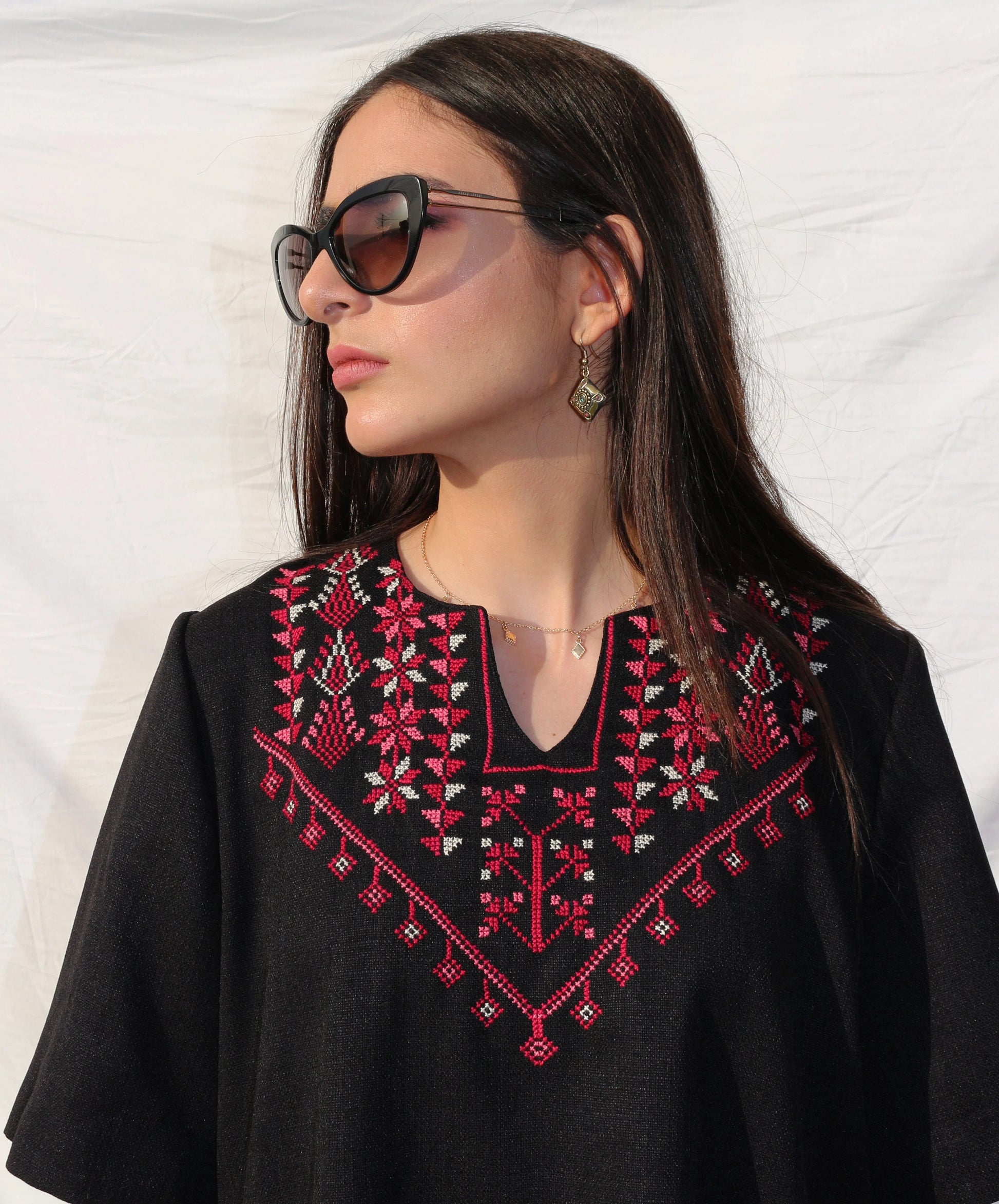 Hand-Embroidered Fallahi Linen Shirt Deerah