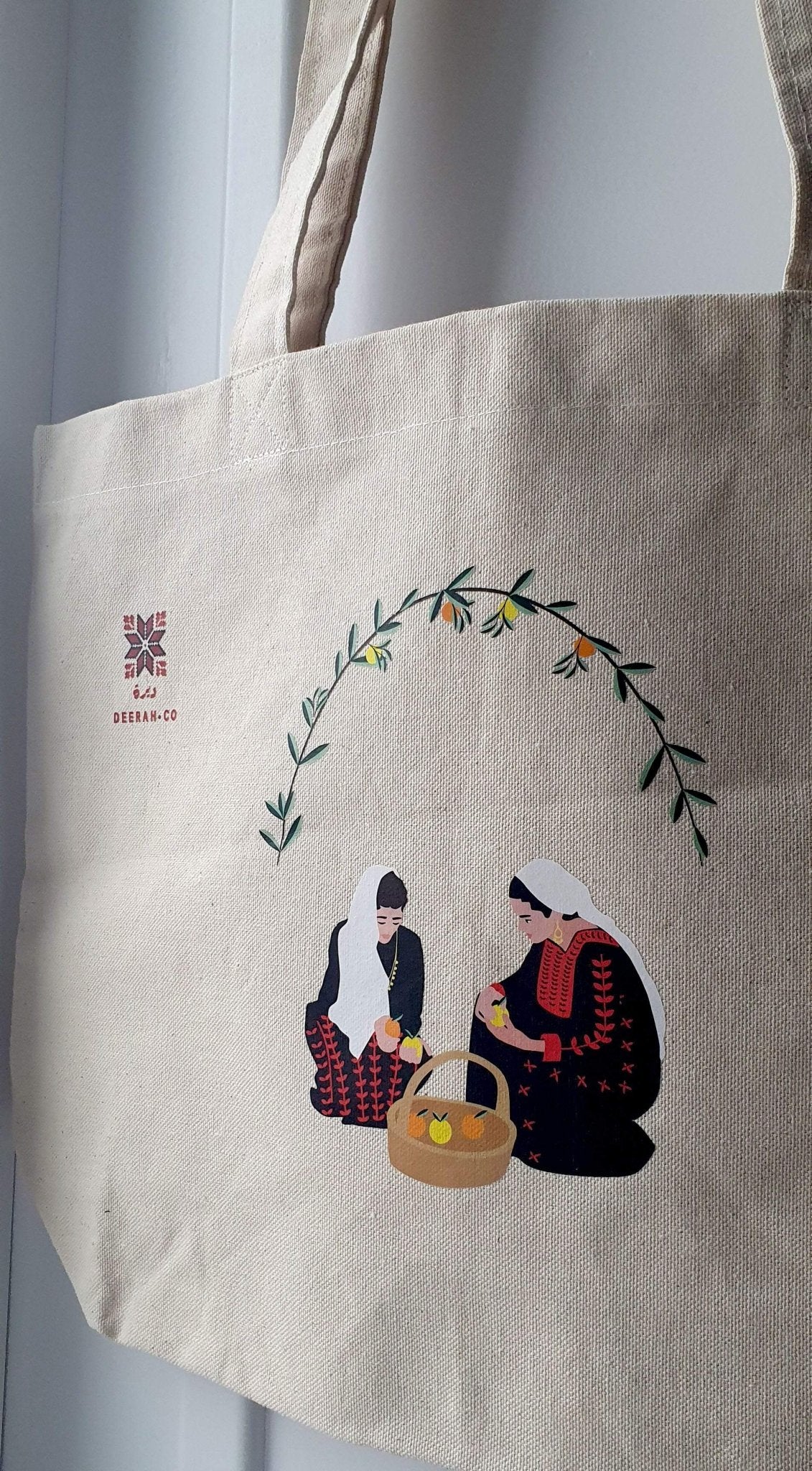 Harvest Print Tote in Natural Beige - Deerah
