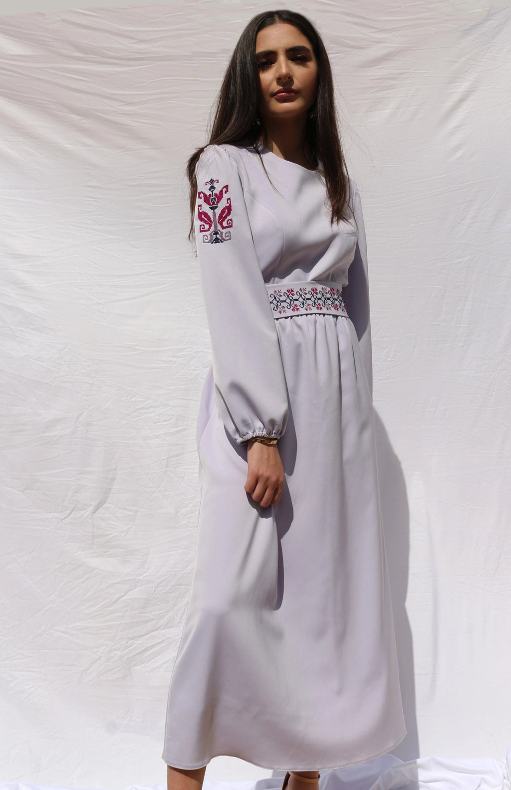 Jana - Hand - Embroidered Midi Dress - Deerah