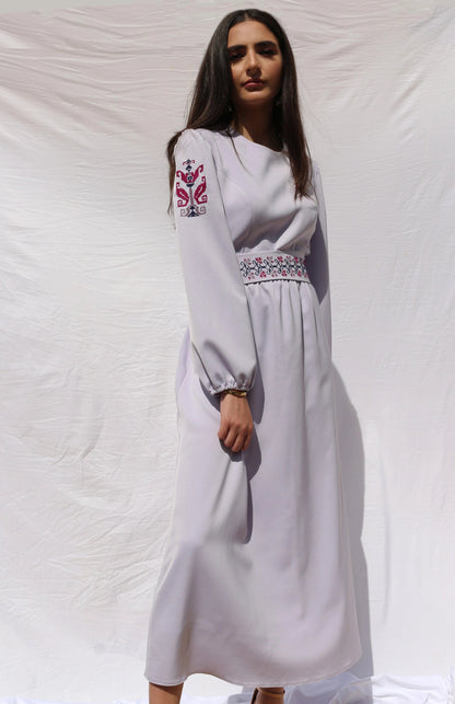 Jana - Hand - Embroidered Midi Dress - Deerah