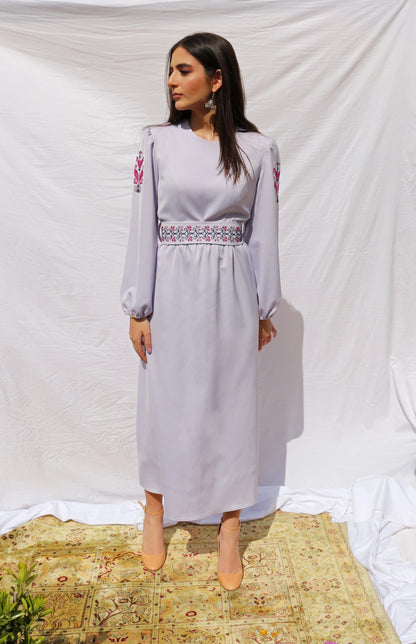 Jana - Hand - Embroidered Midi Dress - Deerah