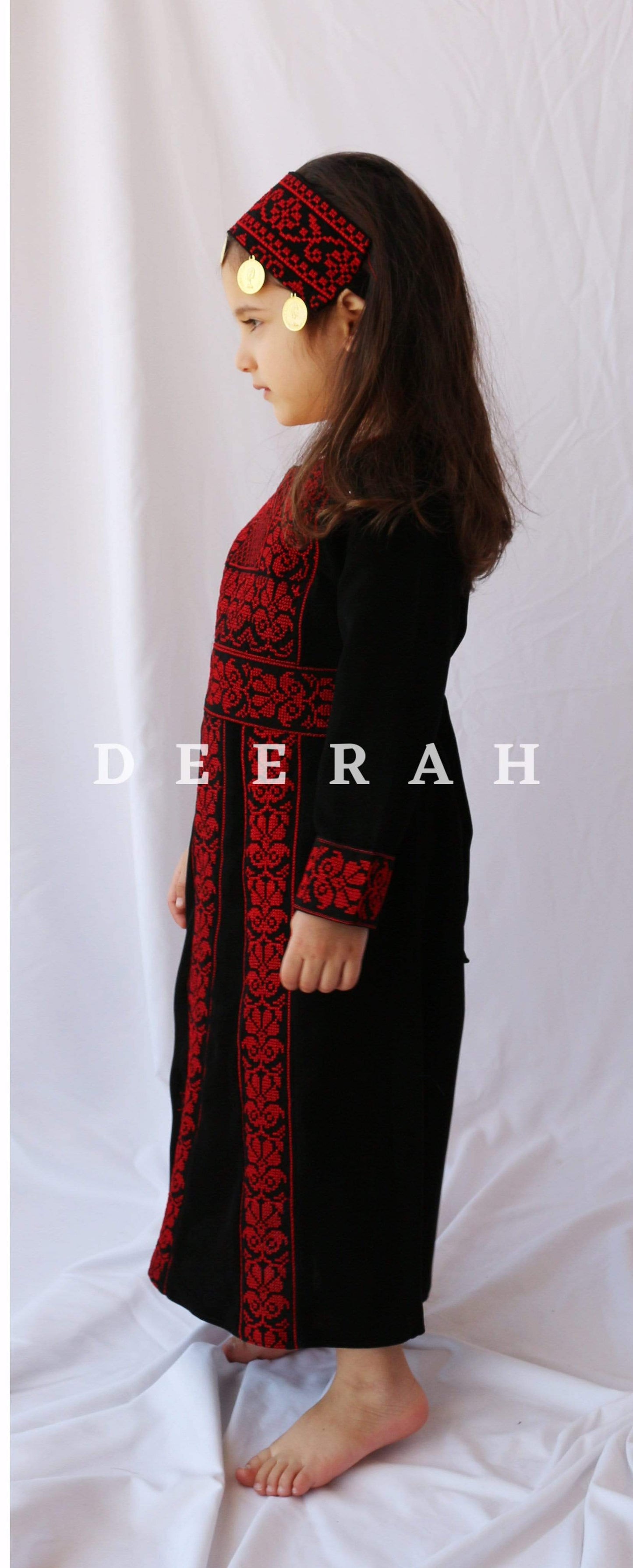 Kids Palestinian Embroidered Thobe Dress Deerah