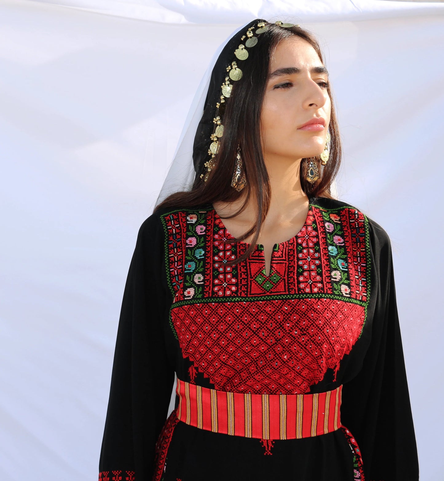 Laila - Hand Embroidered Traditional Palestinian Dress Thobe - Deerah