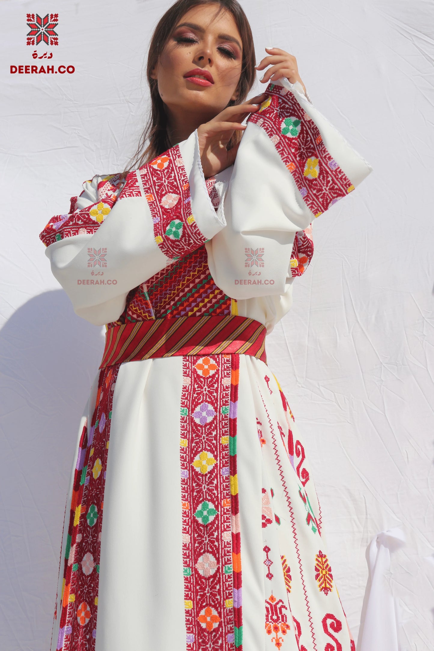Noor - Hand Embroidered Colorful Palestinian Bridal Dress Deerah