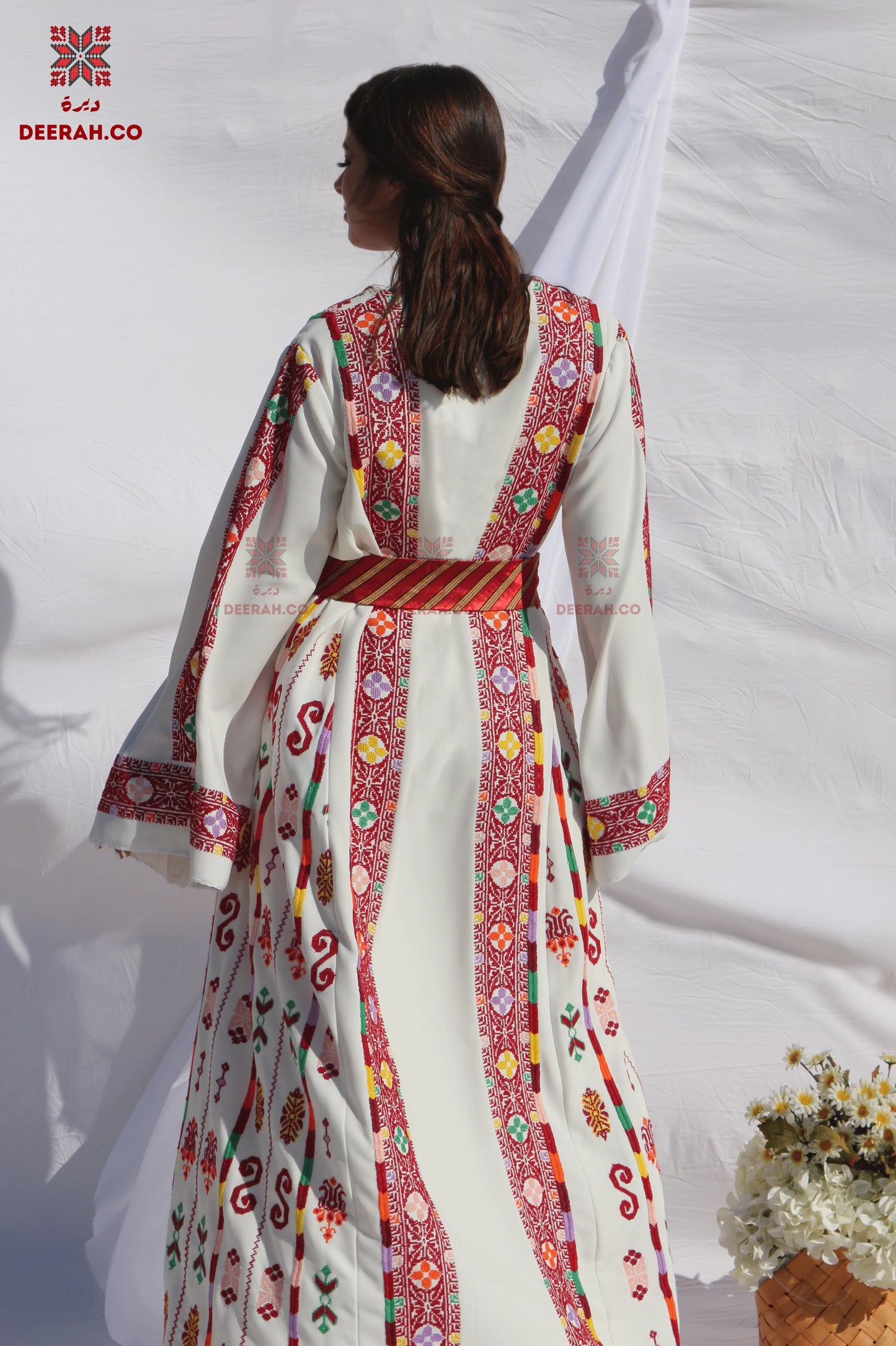 Noor - Hand Embroidered Colorful Palestinian Bridal Dress Deerah