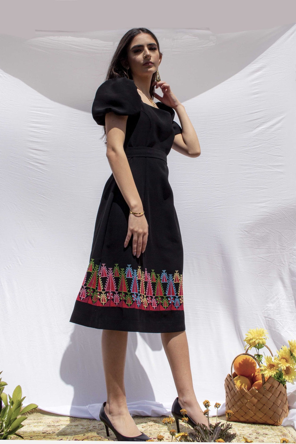 Ruba - Hand - Embroidered Modern Palestinian Dress - Deerah